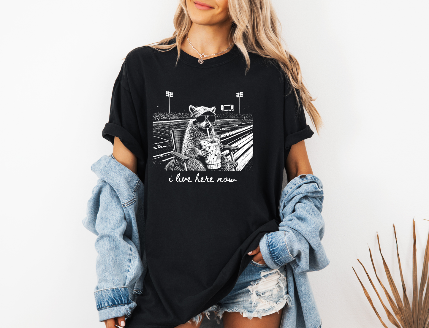 *NEW* I LIVE HERE NOW FOOTBALL RACCOON CC SHIRT