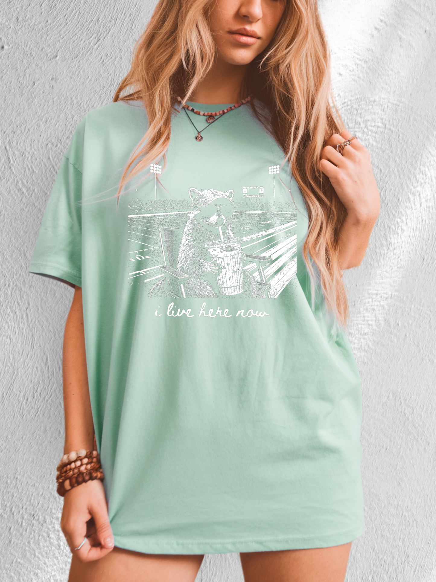 *NEW* I LIVE HERE NOW FOOTBALL RACCOON CC SHIRT