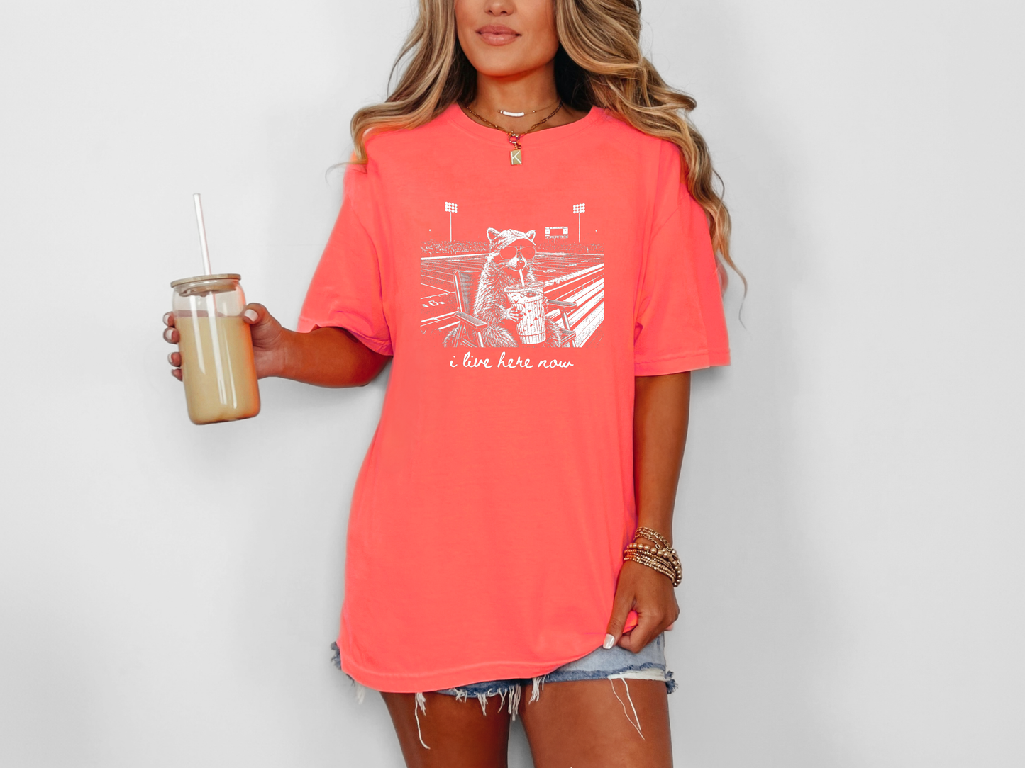 *NEW* I LIVE HERE NOW FOOTBALL RACCOON CC SHIRT