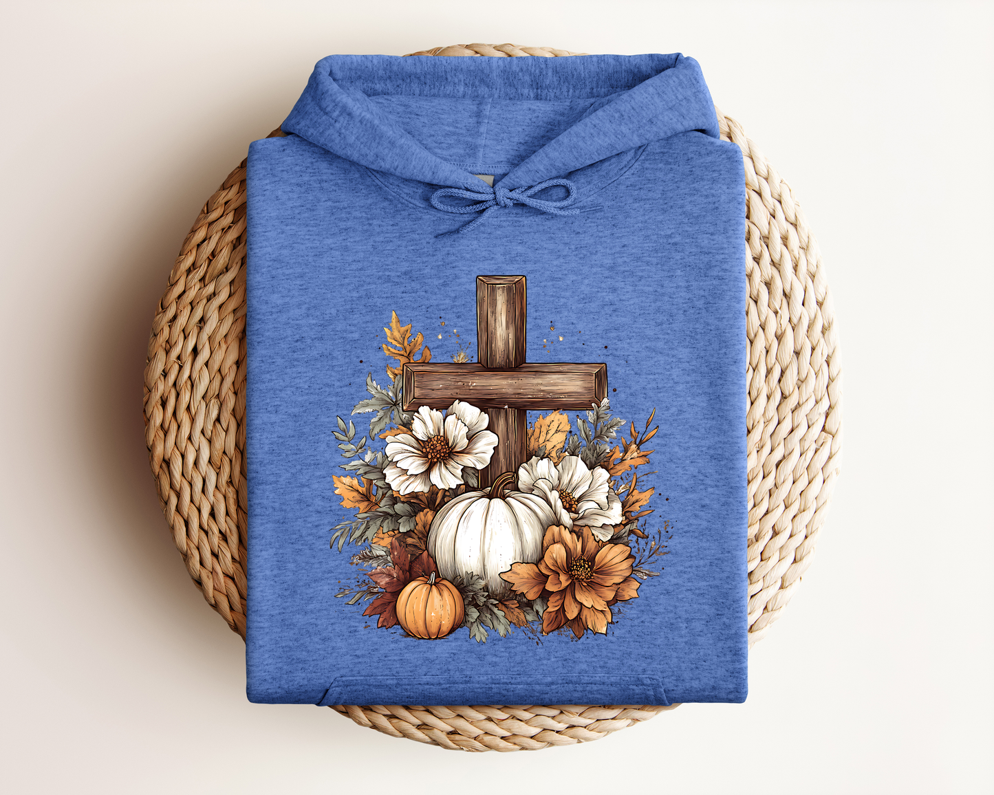 RUSTIC FLORAL PUMPKIN CROSS HOODIE