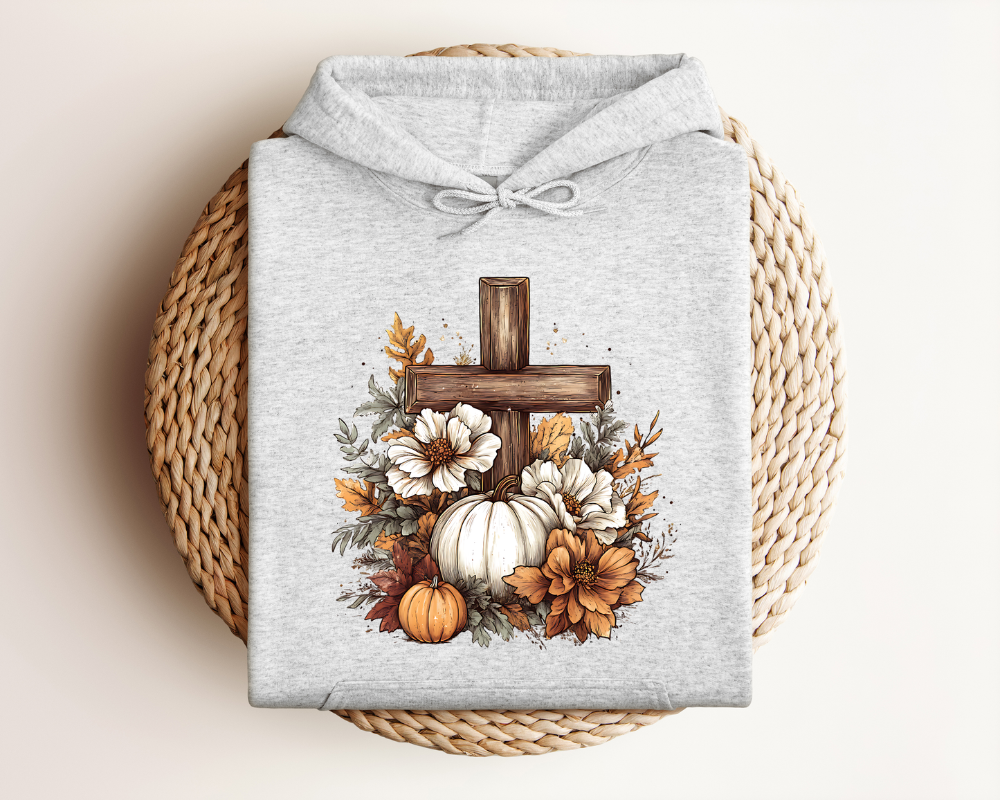 RUSTIC FLORAL PUMPKIN CROSS HOODIE