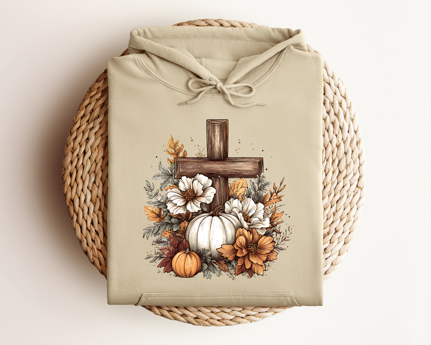RUSTIC FLORAL PUMPKIN CROSS HOODIE