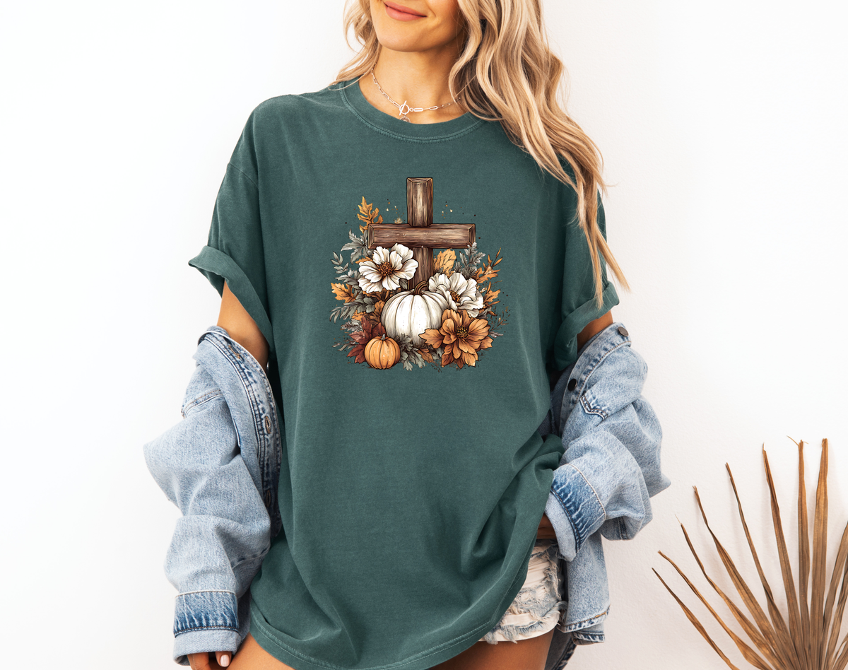 *NEW* RUSTIC FLORAL PUMPKIN CROSS CC SHIRT