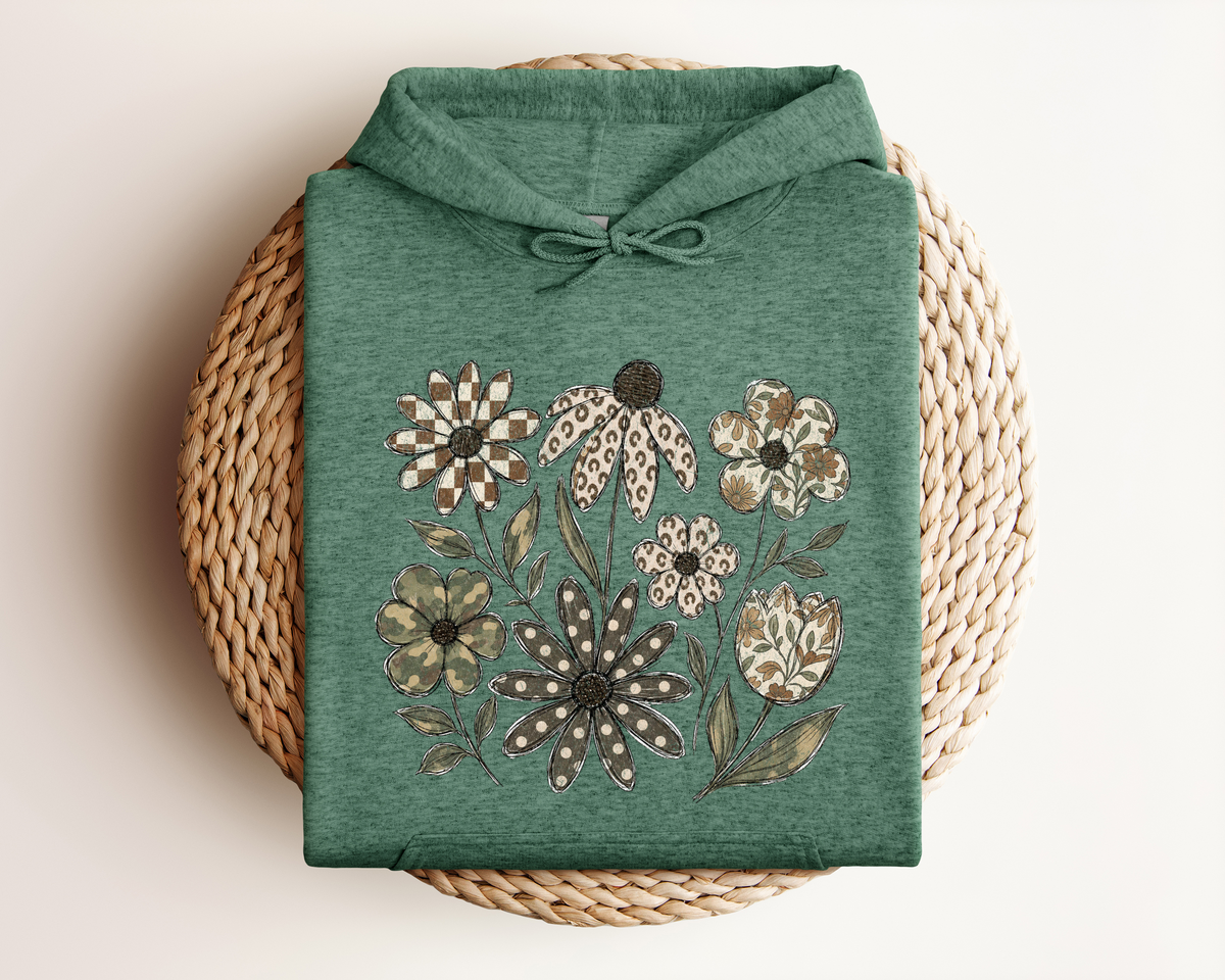 DISTRESSED BOHO FLOWER HOODIE