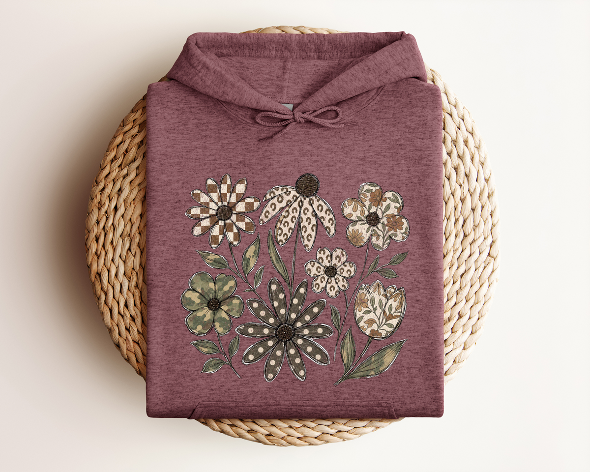 DISTRESSED BOHO FLOWER HOODIE
