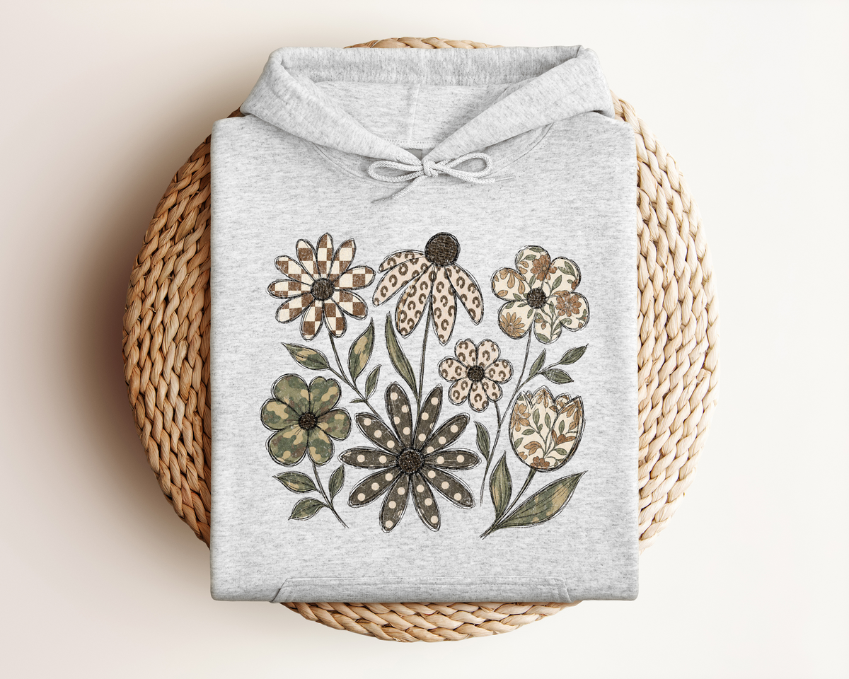 DISTRESSED BOHO FLOWER HOODIE