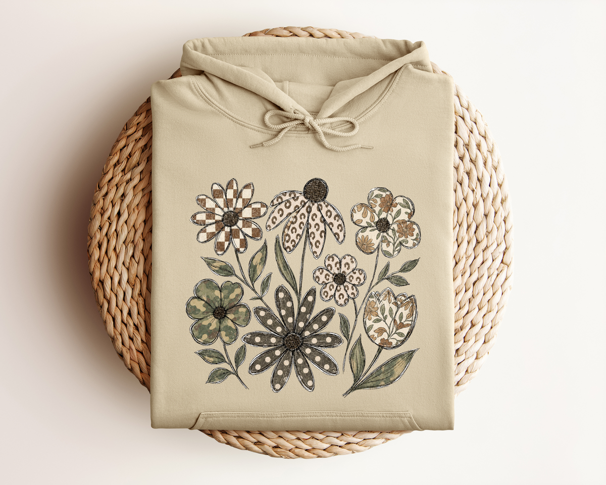 DISTRESSED BOHO FLOWER HOODIE