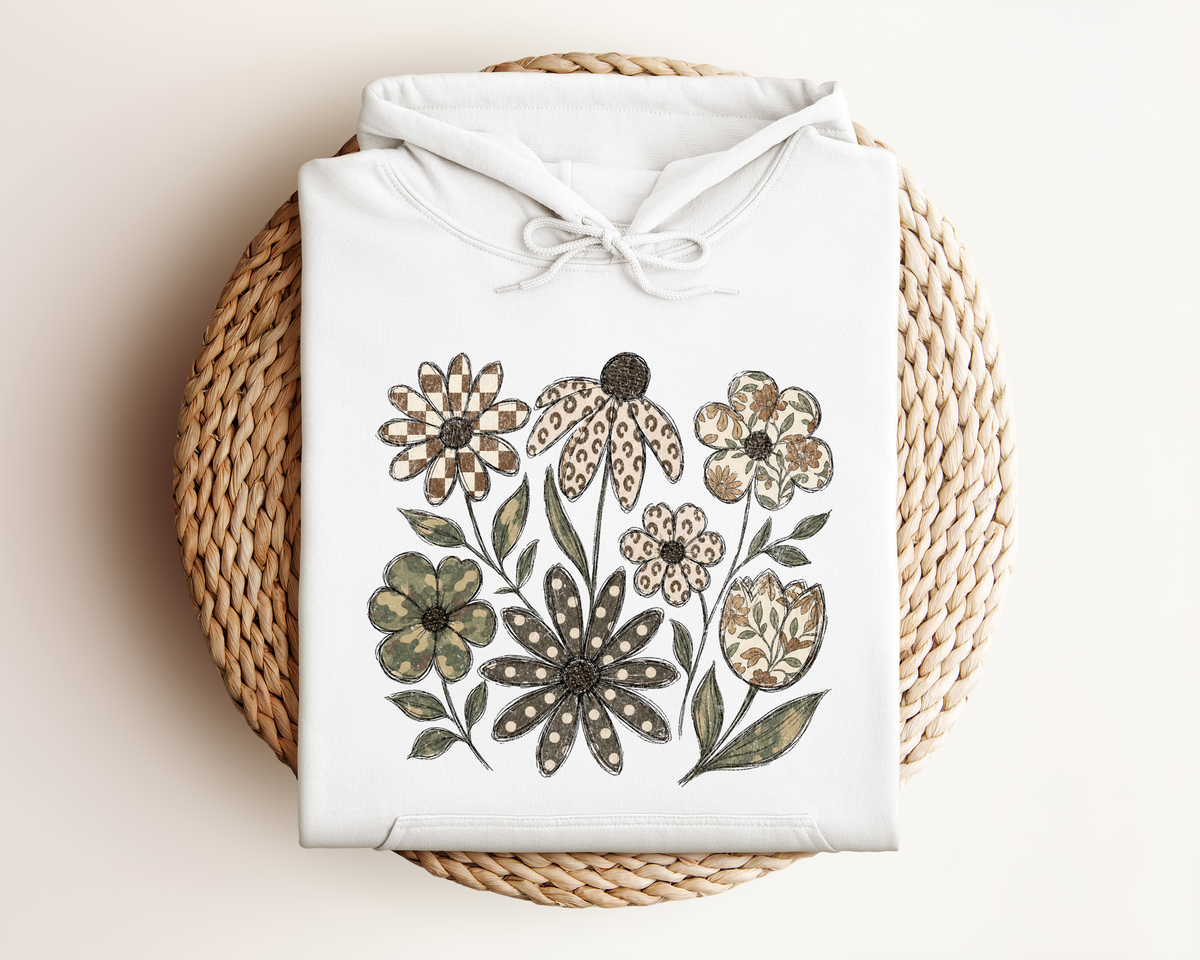 DISTRESSED BOHO FLOWER HOODIE