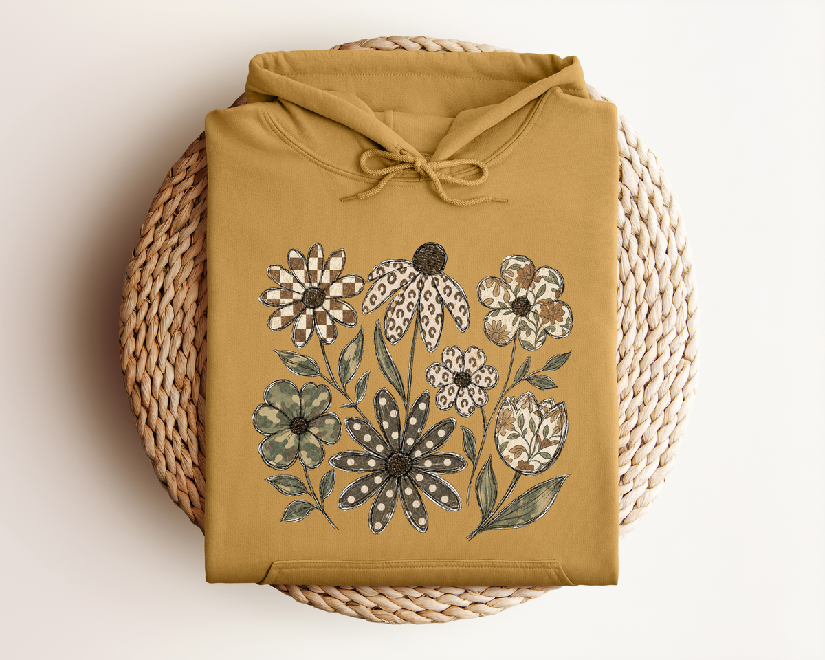 DISTRESSED BOHO FLOWER HOODIE