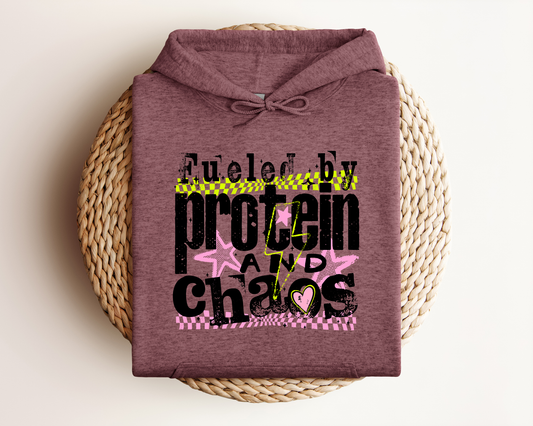 FUELED BY PROTEIN AND CHAOS HOODIE