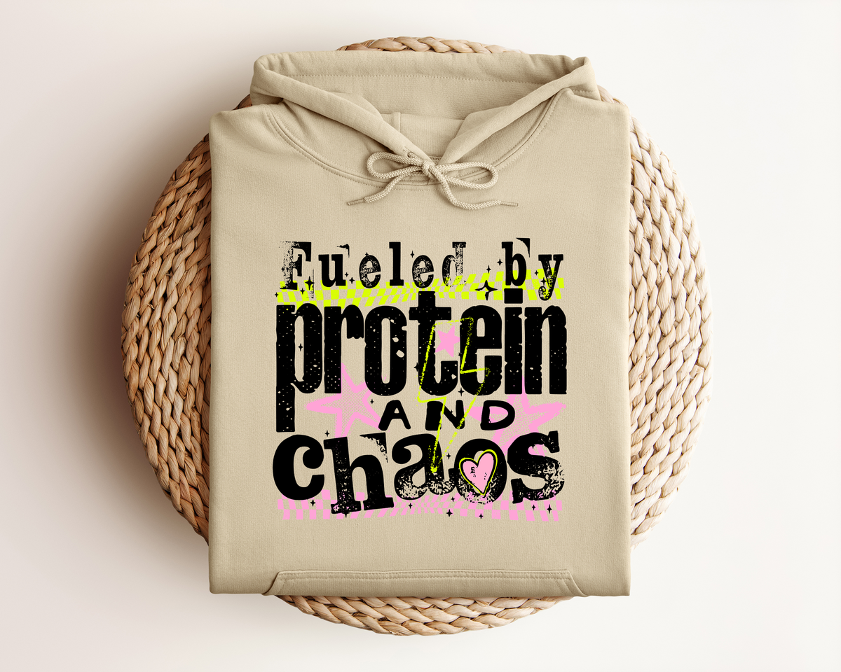 FUELED BY PROTEIN AND CHAOS HOODIE