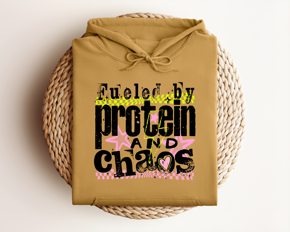 FUELED BY PROTEIN AND CHAOS HOODIE