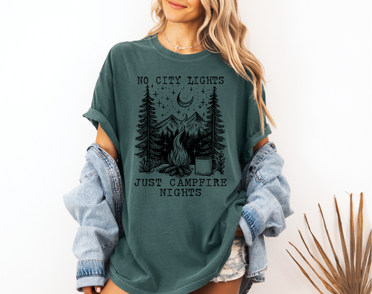 NO CITY LIGHTS JUST CAMPFIRE NIGHTS CC SHIRT