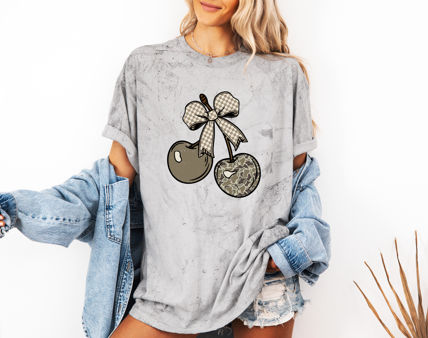 CAMO CHECKERED CHERRY BOW CC SHIRT