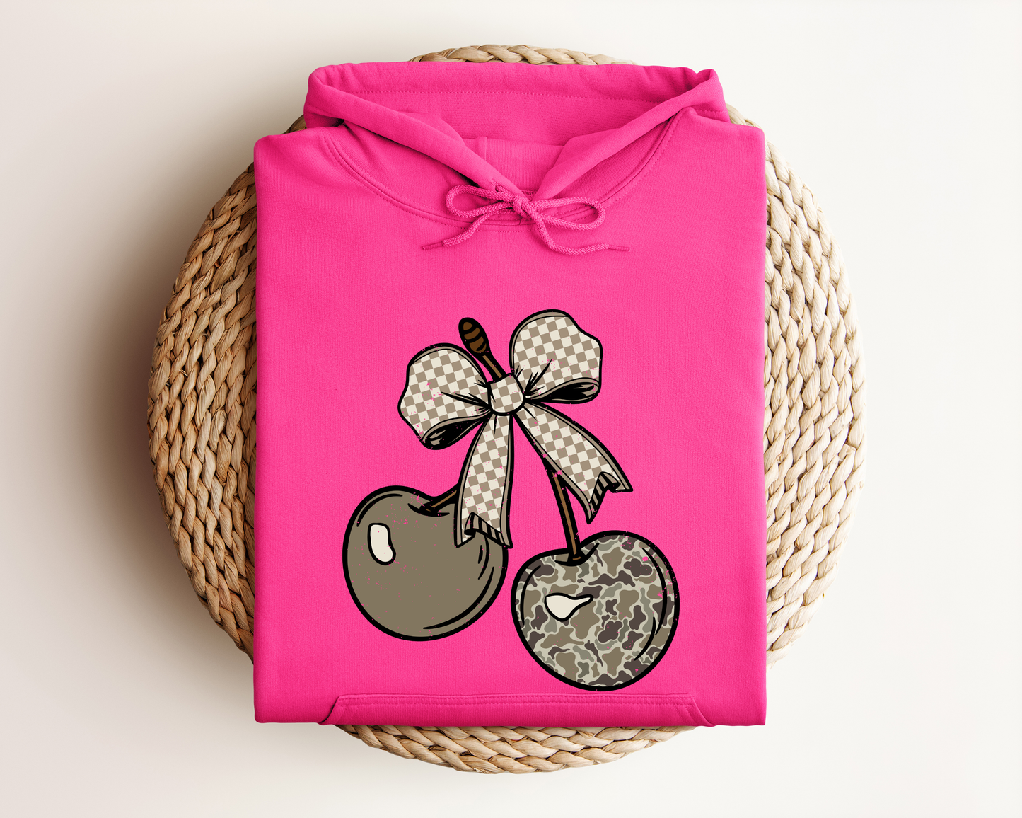 *NEW* CAMO CHECKERED CHERRY BOW HOODIE