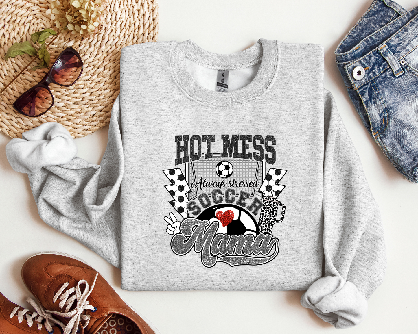 HOT MESS ALWAYS STRESSED SOCCER MAMA CREW