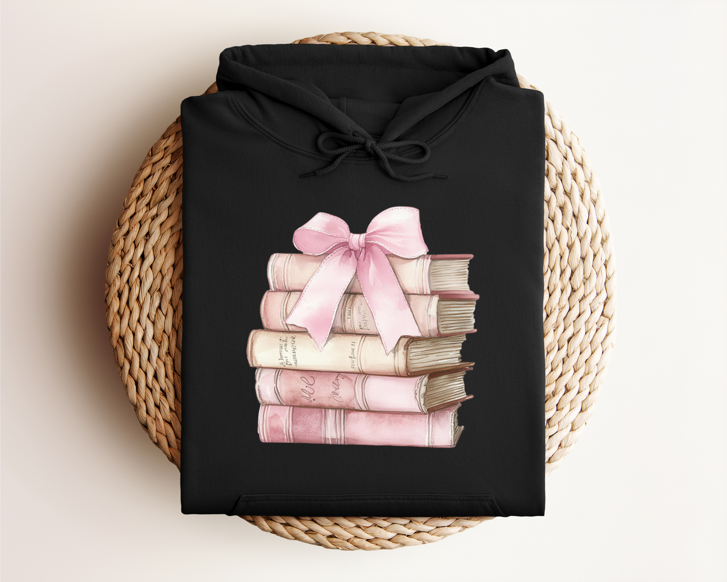 PINK STACK OF BOOKS HOODIE