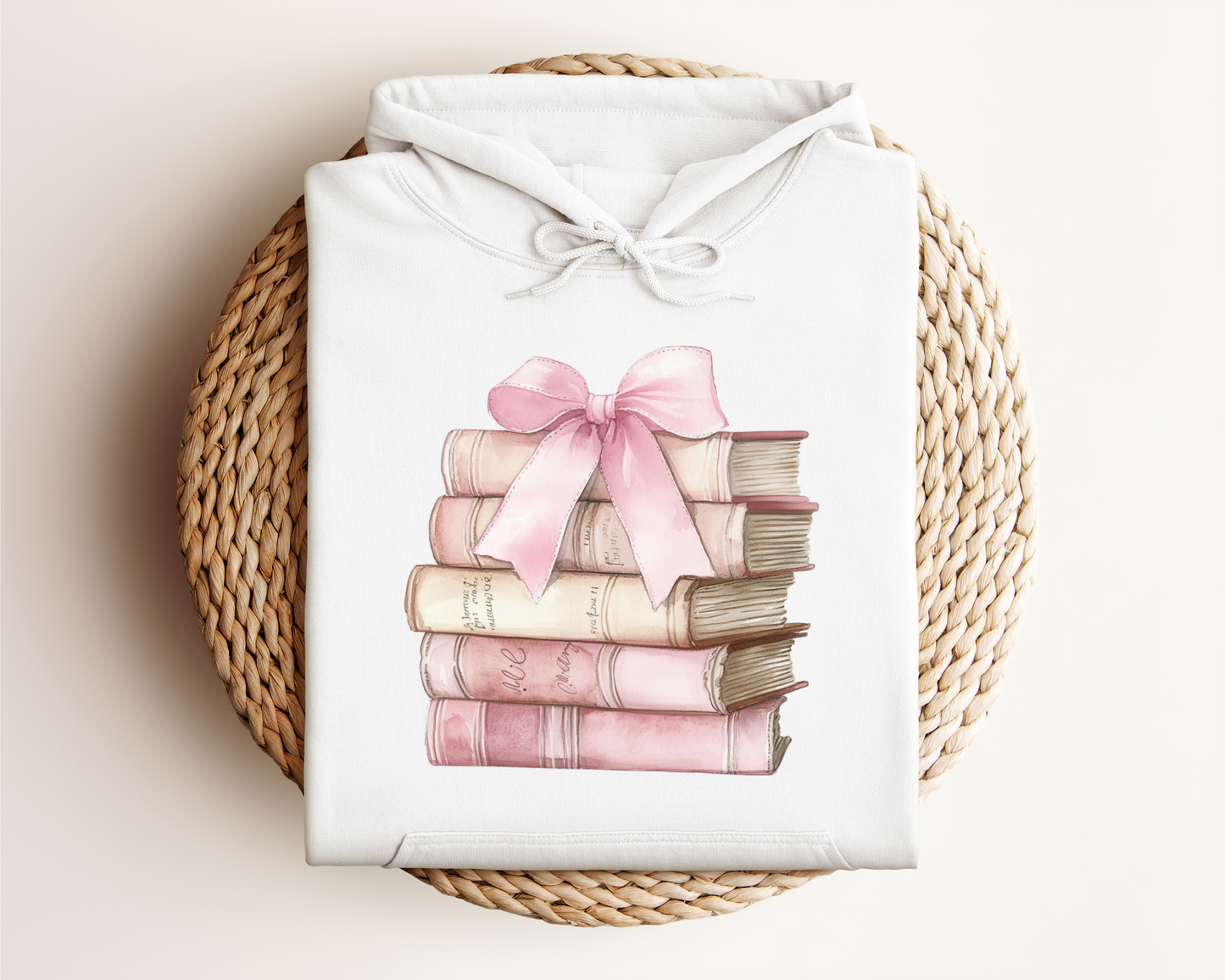 PINK STACK OF BOOKS HOODIE