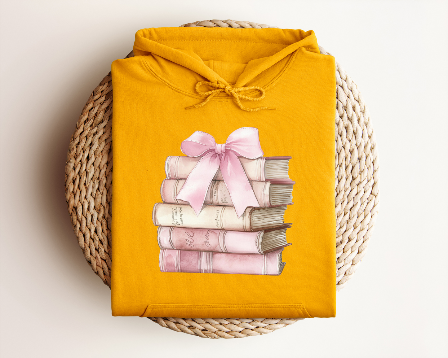 PINK STACK OF BOOKS HOODIE