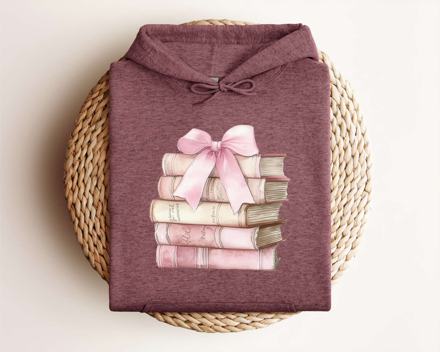 PINK STACK OF BOOKS HOODIE