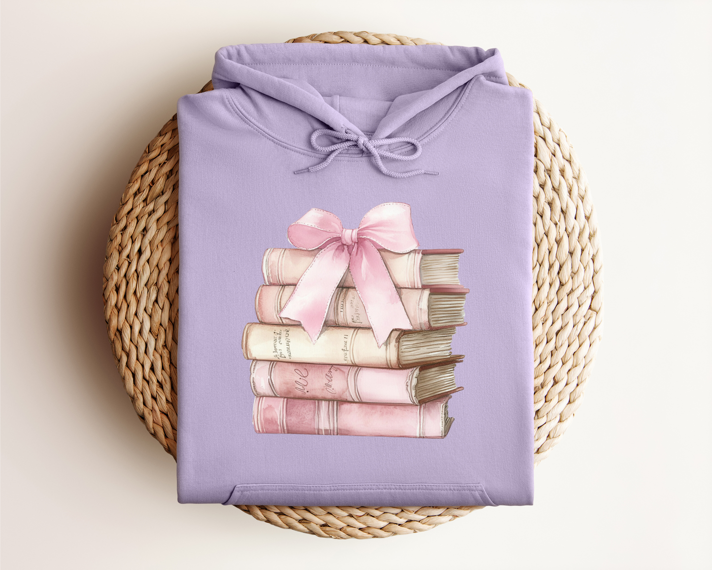 PINK STACK OF BOOKS HOODIE