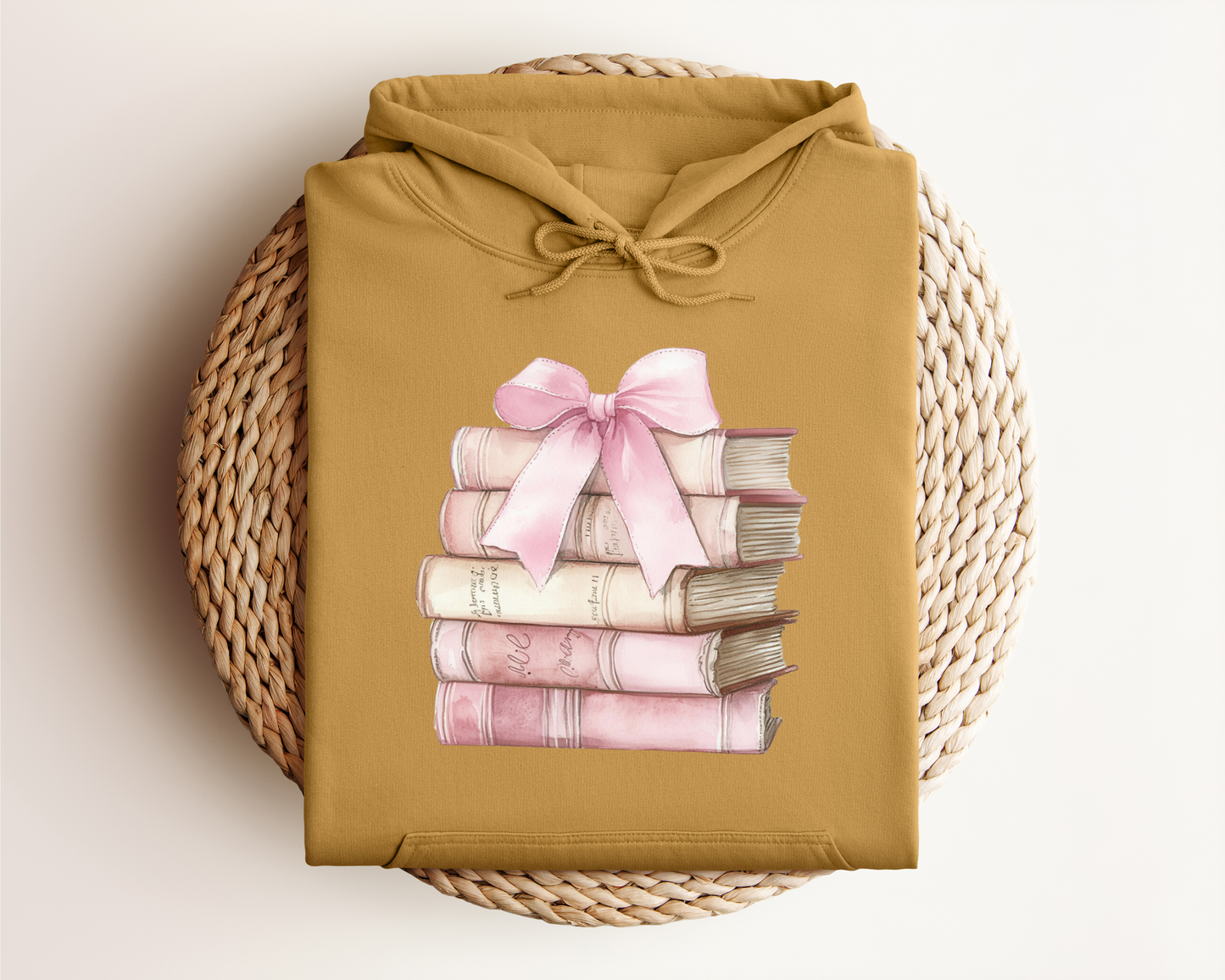 PINK STACK OF BOOKS HOODIE