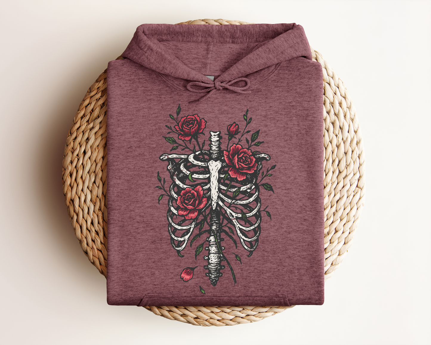SKELETON RIBCAGE ROSE HOODIE