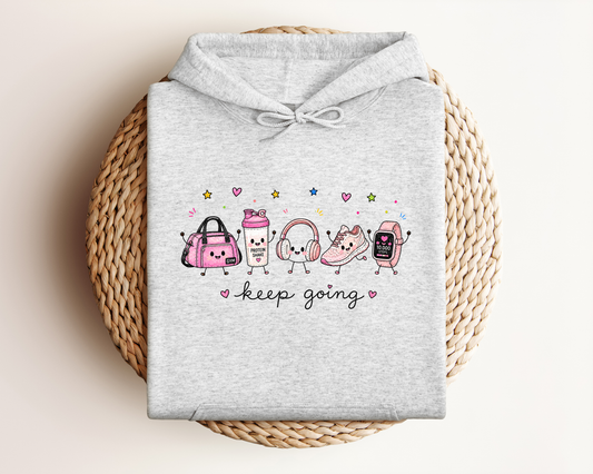 KEEP GOING FITNESS DOODLE HOODIE