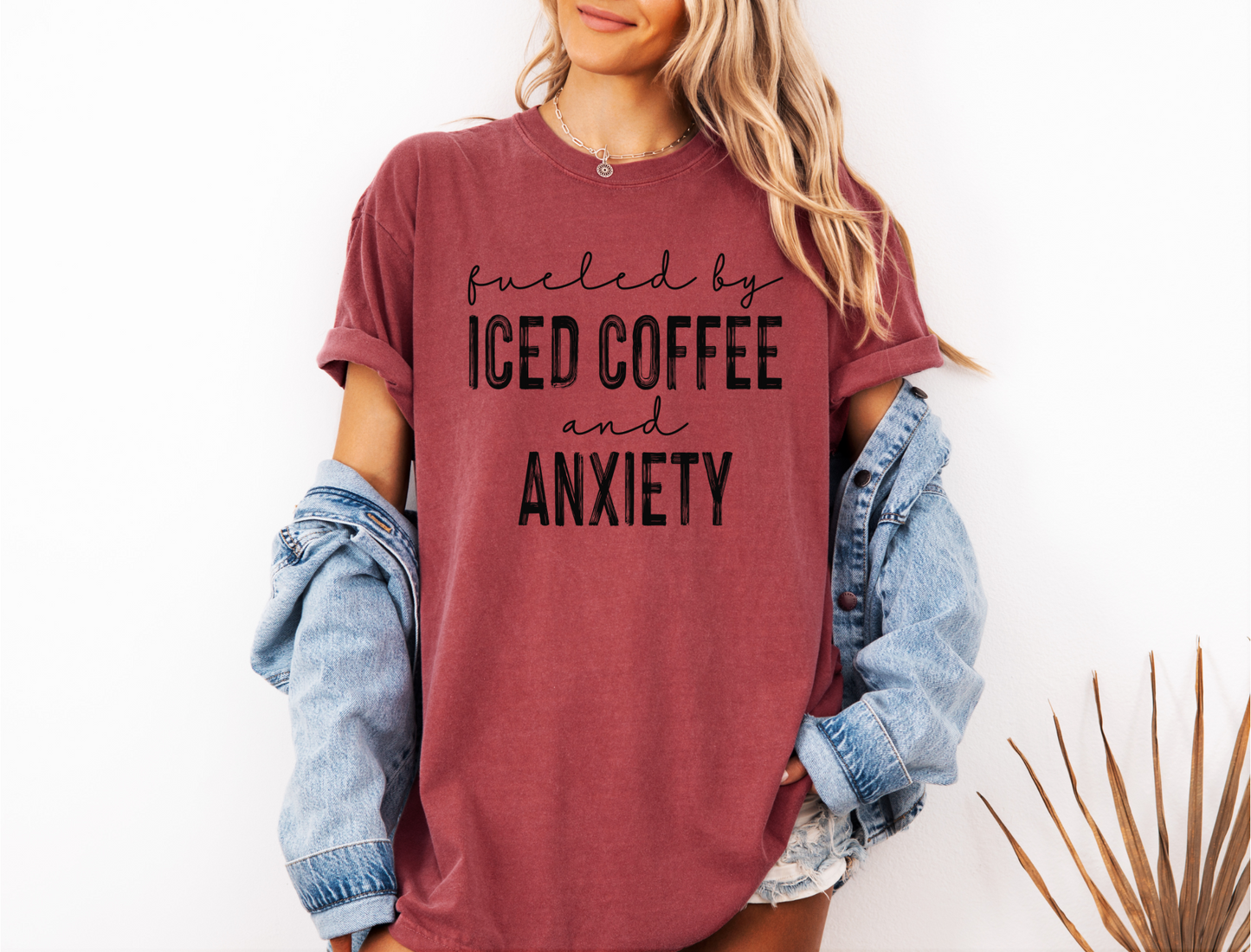 FUELED BY ICED COFFEE AND ANXIETY CC SHIRT