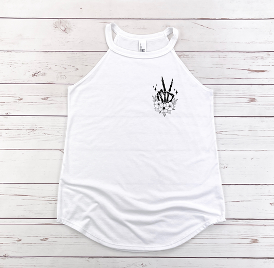 SKELETON PEACE SIGN TANK