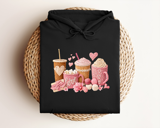 YARN VALENTINE COFFEE CUP HOODIE