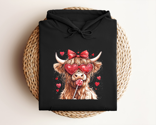 VALENTINE HIGHLAND COW HOODIE