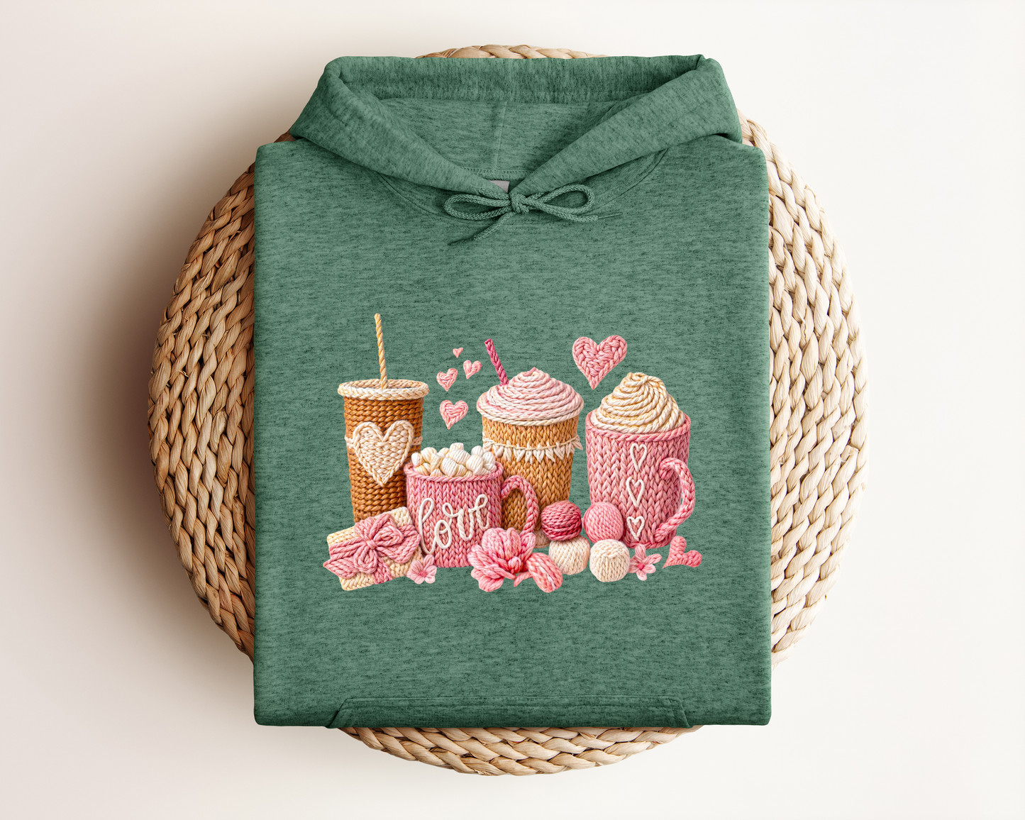 YARN VALENTINE COFFEE CUP HOODIE