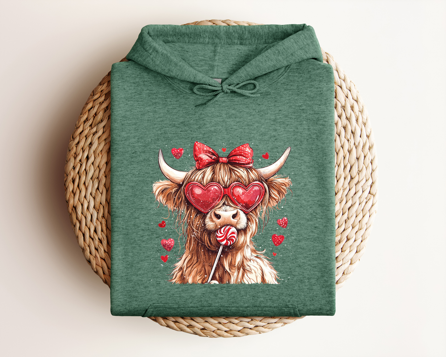 VALENTINE HIGHLAND COW HOODIE