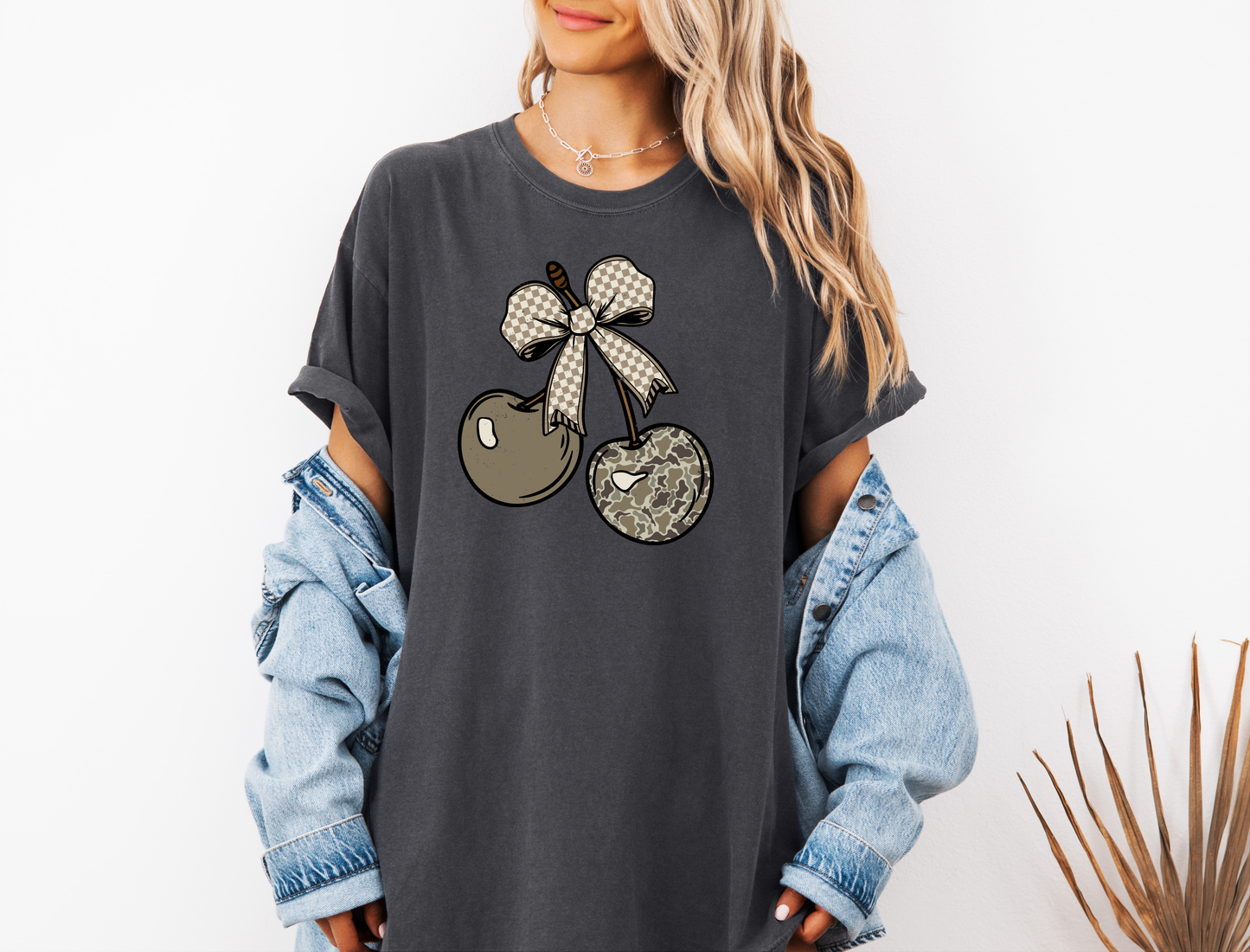 CAMO CHECKERED CHERRY BOW CC SHIRT