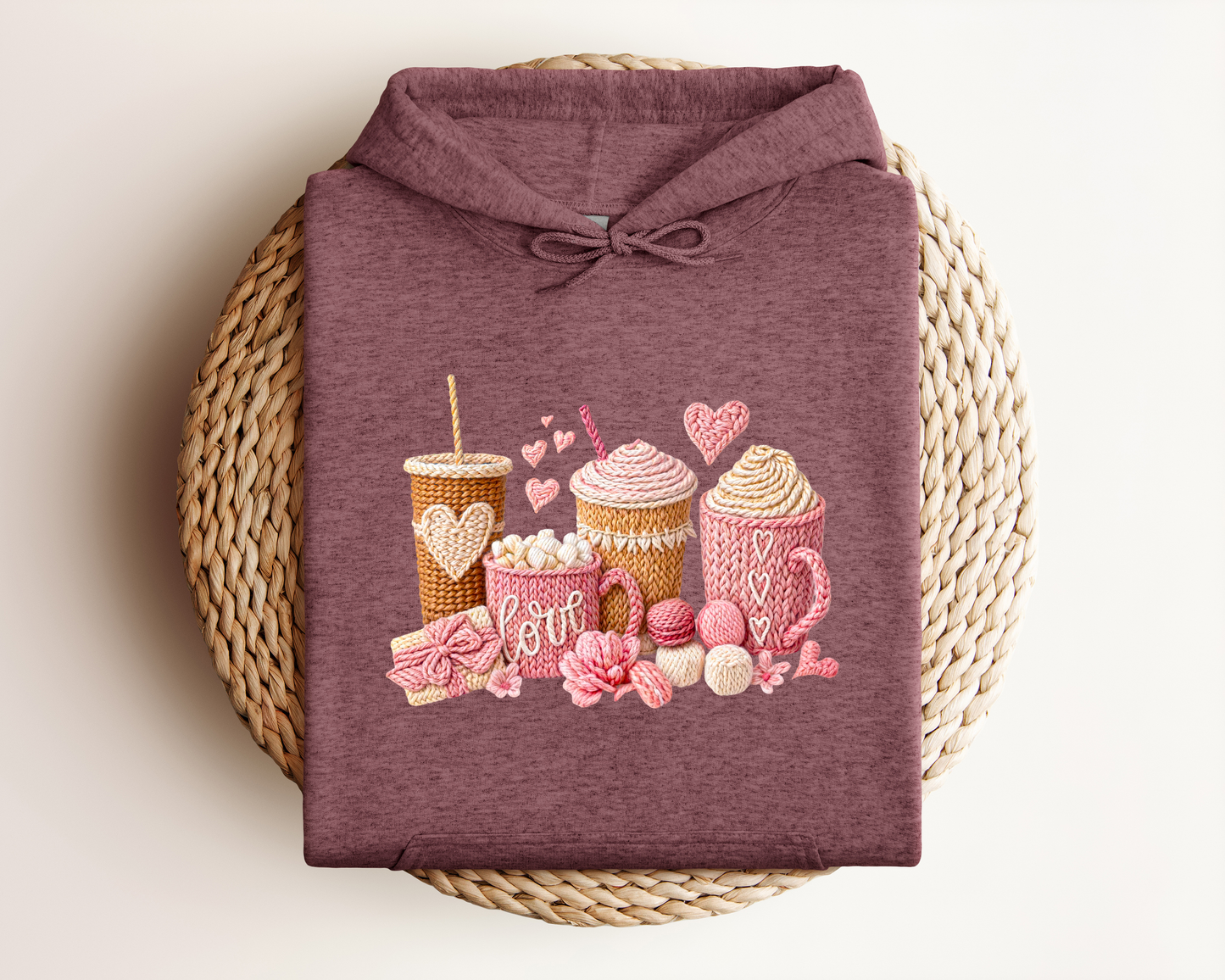 YARN VALENTINE COFFEE CUP HOODIE