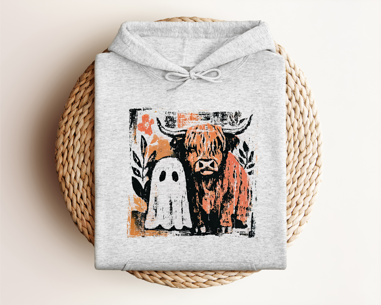 HIGHLAND COW AND GHOST HOODIE