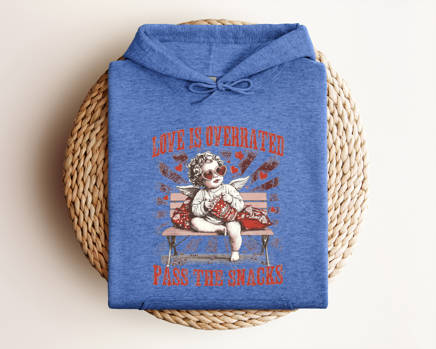 LOVE IS OVERRATED PASS THE SNACKS HOODIE