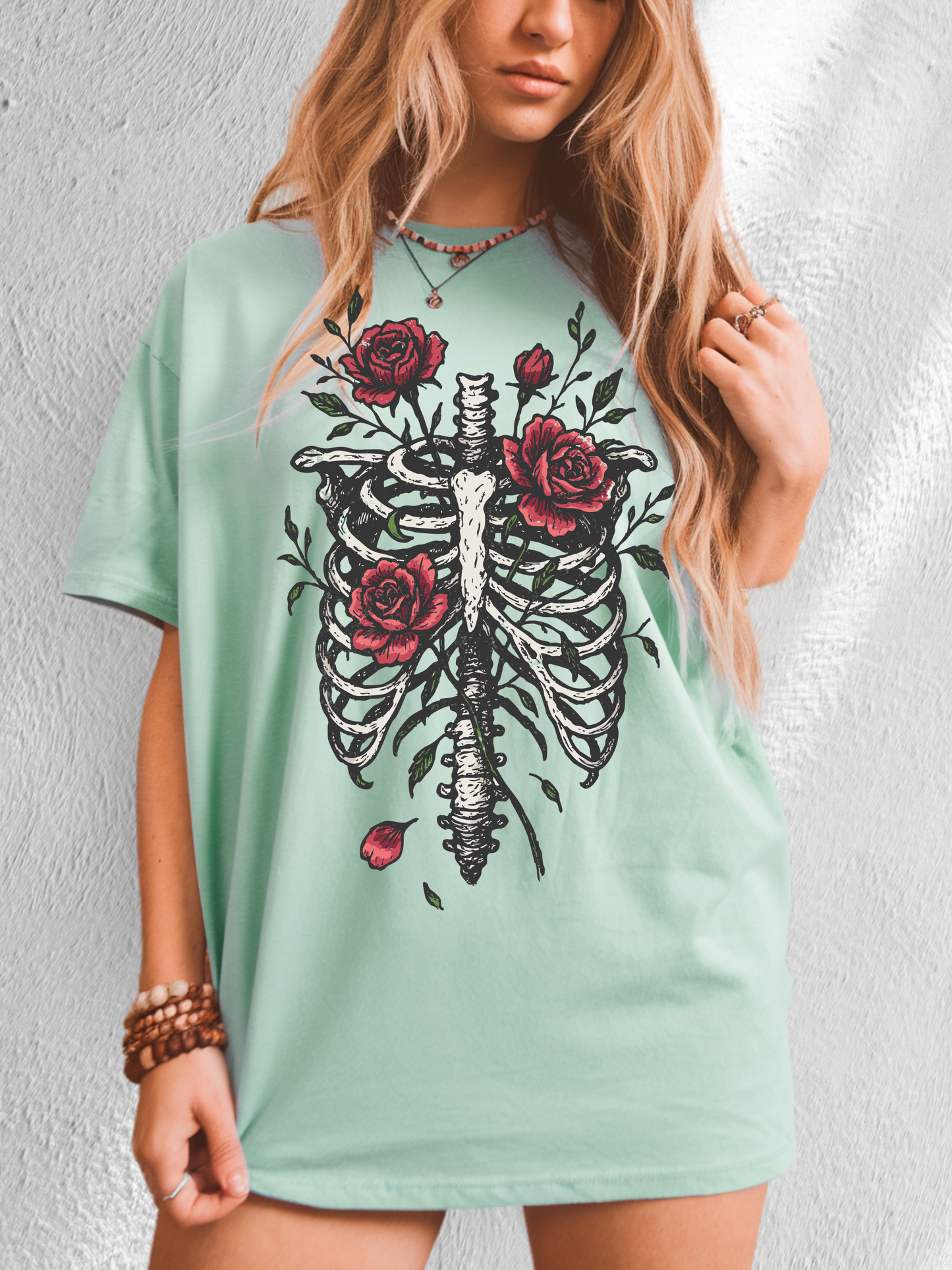 *NEW* SKELETON RIBCAGE ROSE CC SHIRT
