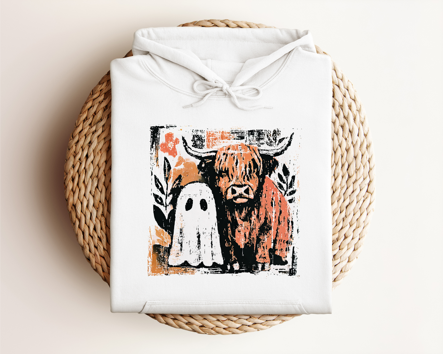 HIGHLAND COW AND GHOST HOODIE