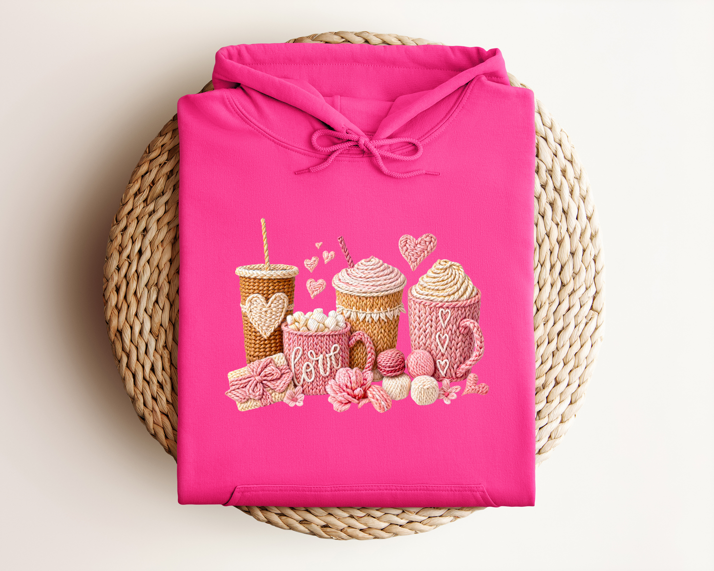 YARN VALENTINE COFFEE CUP HOODIE