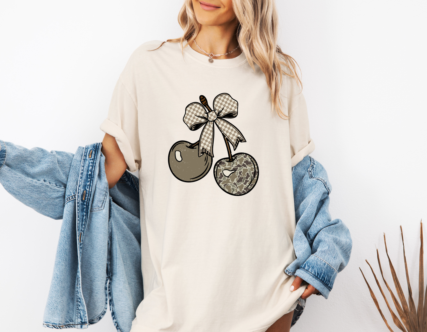 CAMO CHECKERED CHERRY BOW CC SHIRT
