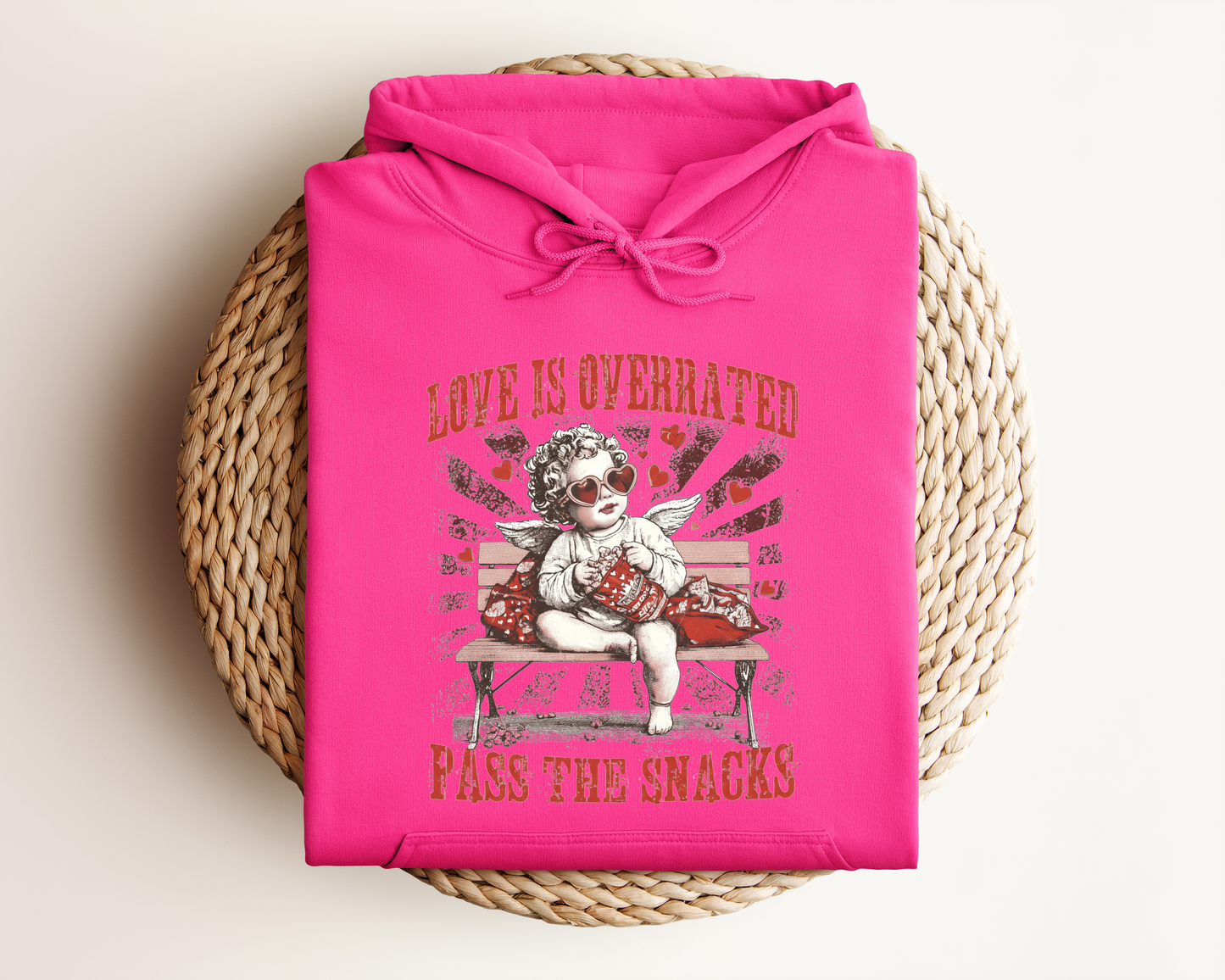 LOVE IS OVERRATED PASS THE SNACKS HOODIE