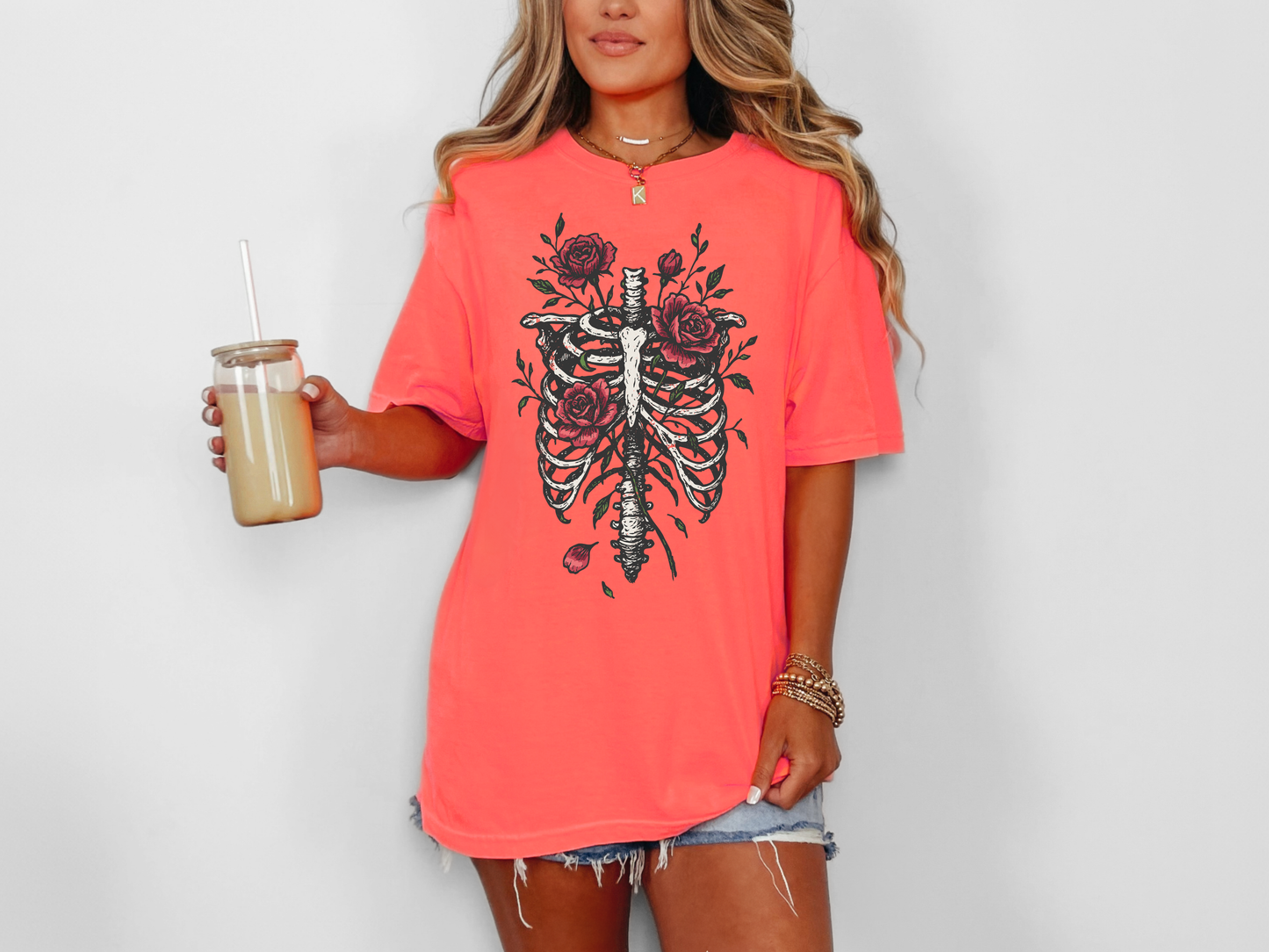 *NEW* SKELETON RIBCAGE ROSE CC SHIRT