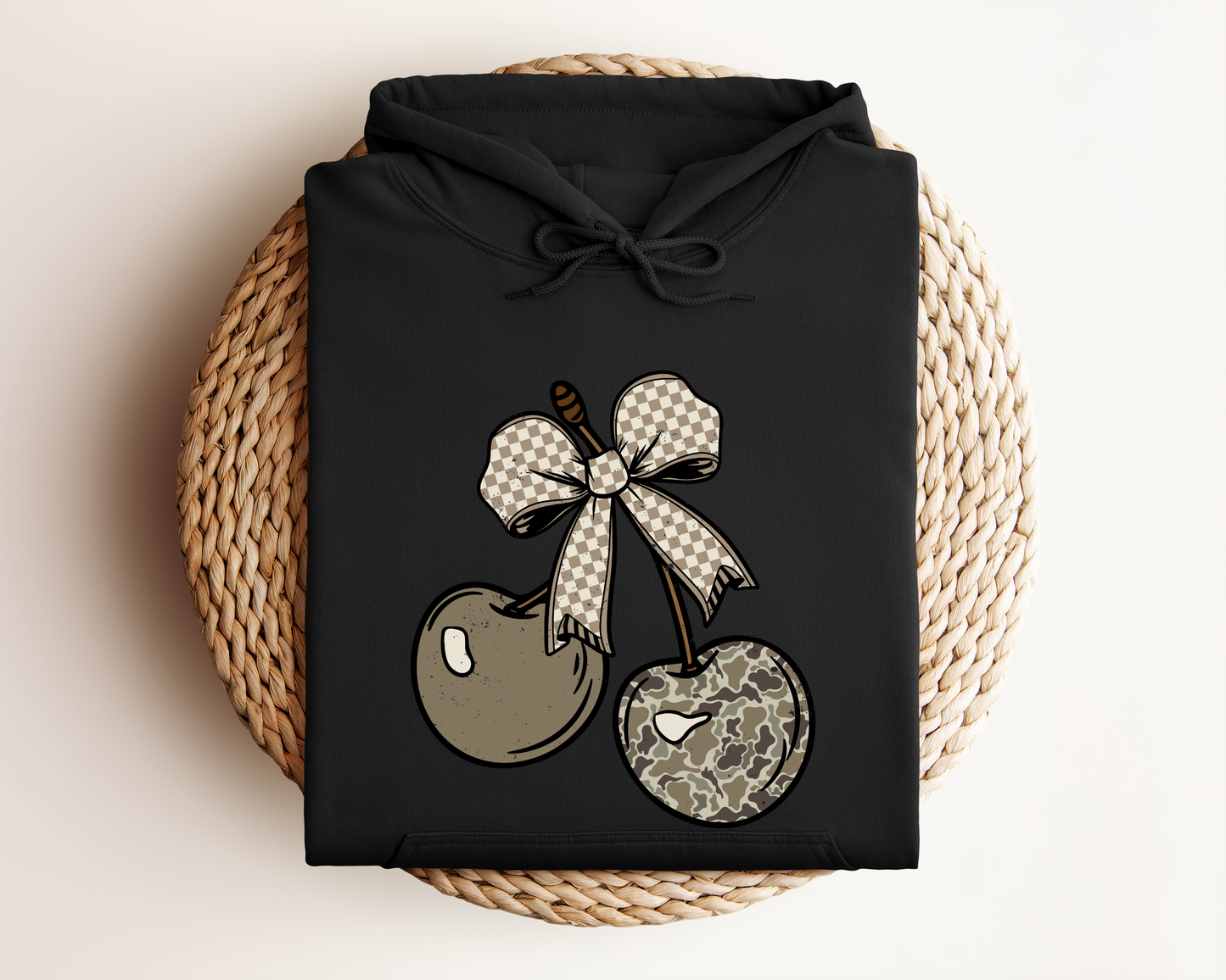 *NEW* CAMO CHECKERED CHERRY BOW HOODIE