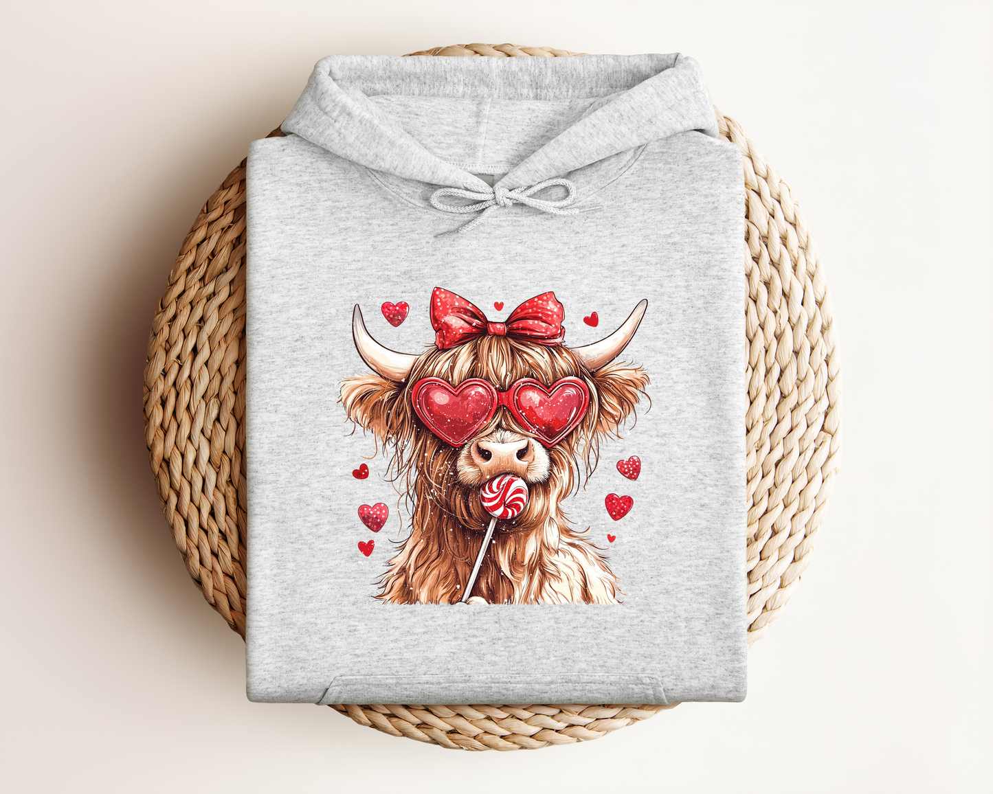 VALENTINE HIGHLAND COW HOODIE