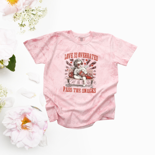 *NEW* LOVE IS OVERRATED PASS THE SNACKS CC SHIRT