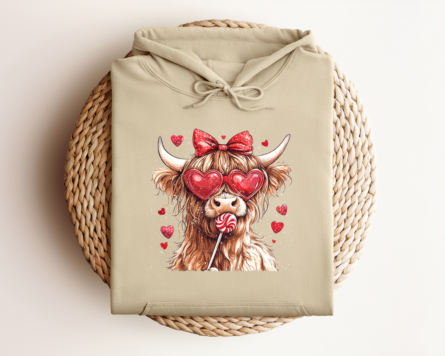 VALENTINE HIGHLAND COW HOODIE