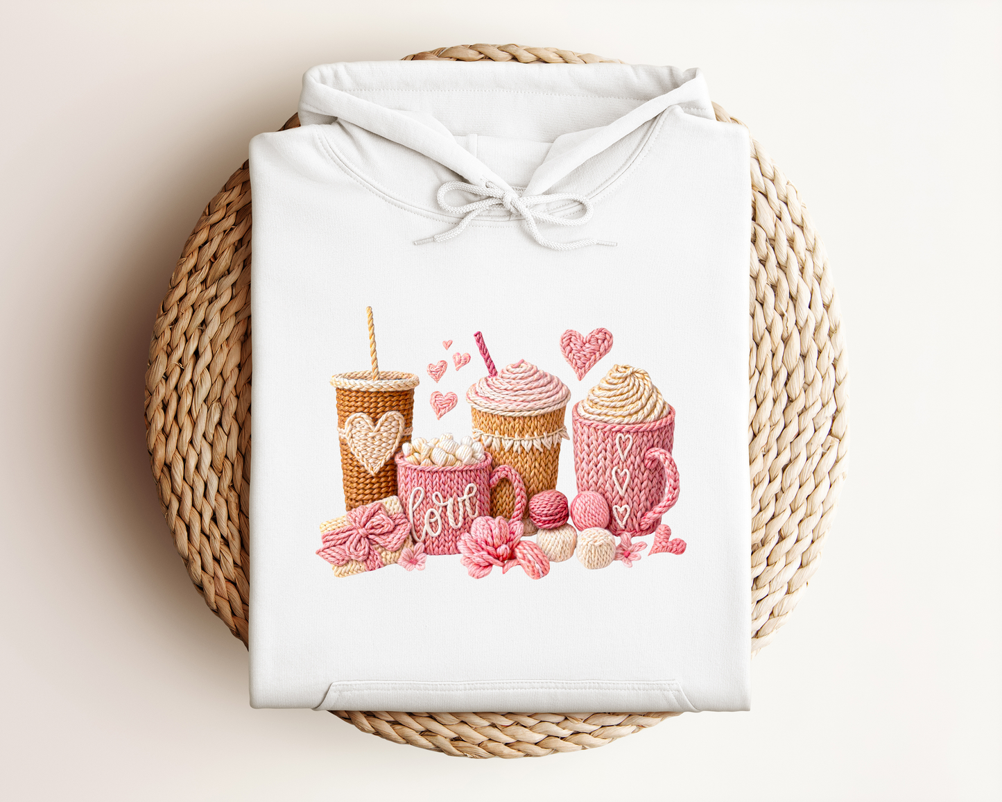 YARN VALENTINE COFFEE CUP HOODIE