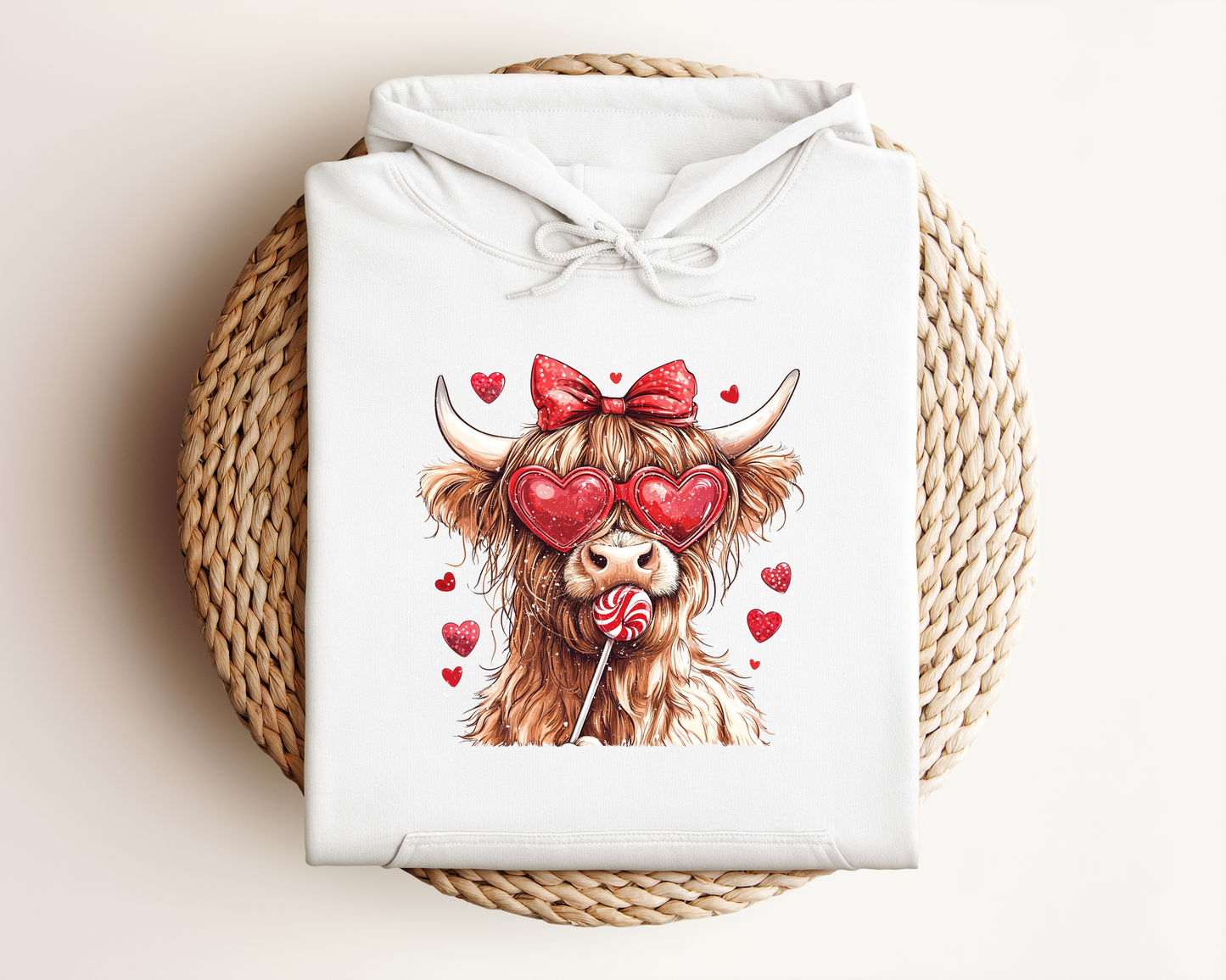 VALENTINE HIGHLAND COW HOODIE